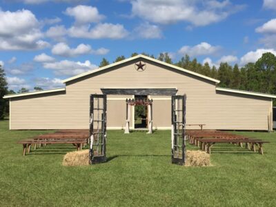 outdoor wedding ceremony setup at mystical winds wedding venue