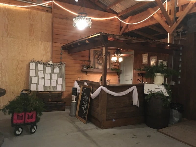 Mystical Winds inside of barn decorated for wedding reception