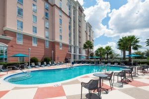 Hampton Inn & Suites Orlando Airport Gateway Villages, Pool area, patio deck, Orlando, FL