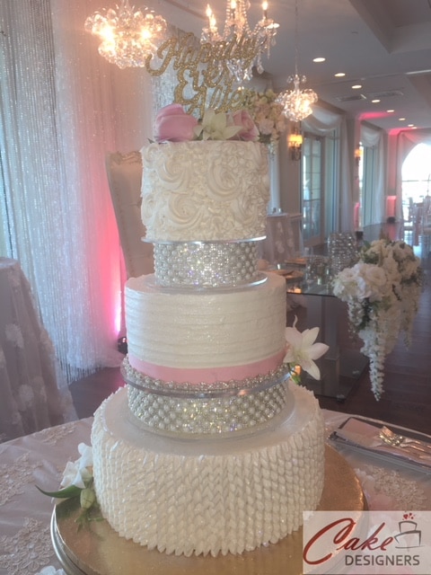 Cake Designers - white and silver wedding cake