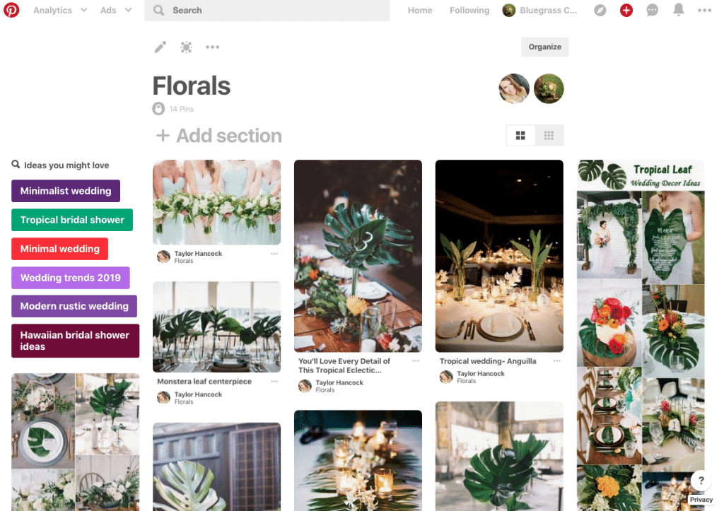 Pinterest board floral inspiration