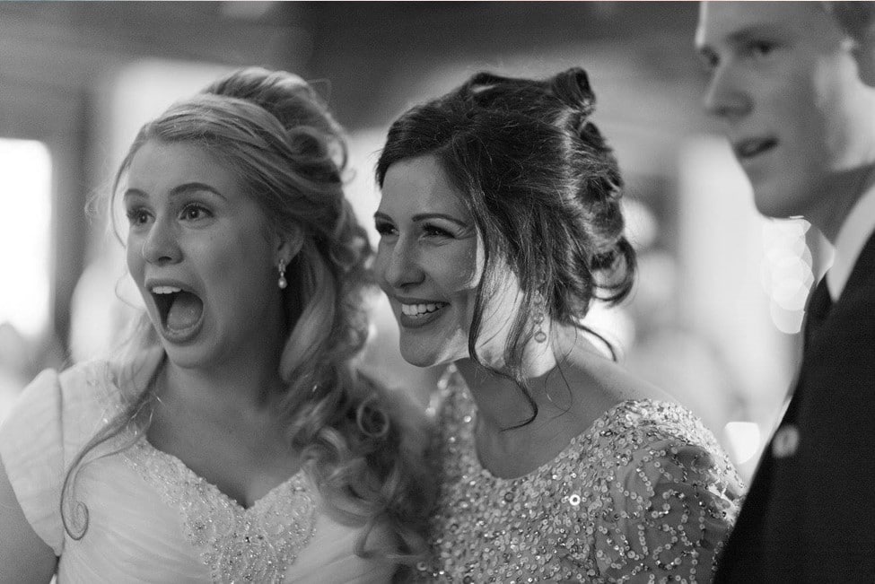 happy, surprised bride
