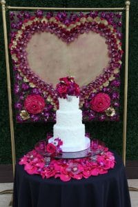 Everything Cake - white cake in stunning purple floral display