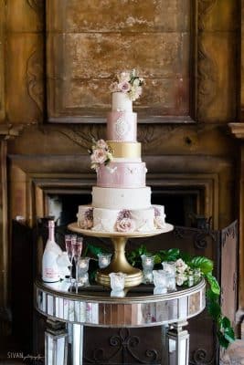 Everything Cake - dramatic cake in pink, white, and gold