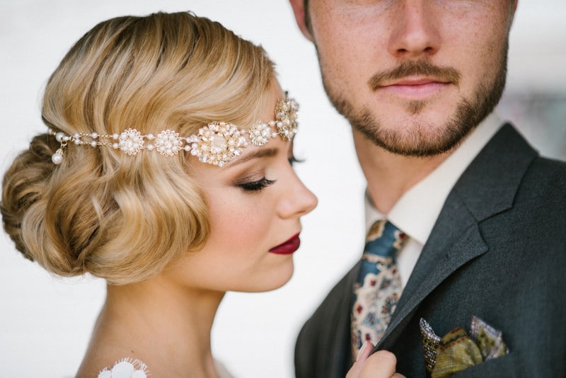 Laura Reynolds Artistry - bride with '20's inspired headband