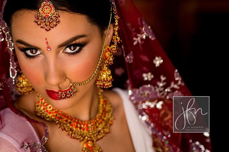 Laura Reynolds Artistry - beautiful Indian bride with dramatic eye makeup