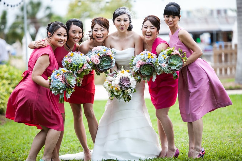 Laura Reynolds Artistry - happy bridal party with succulent bouquets