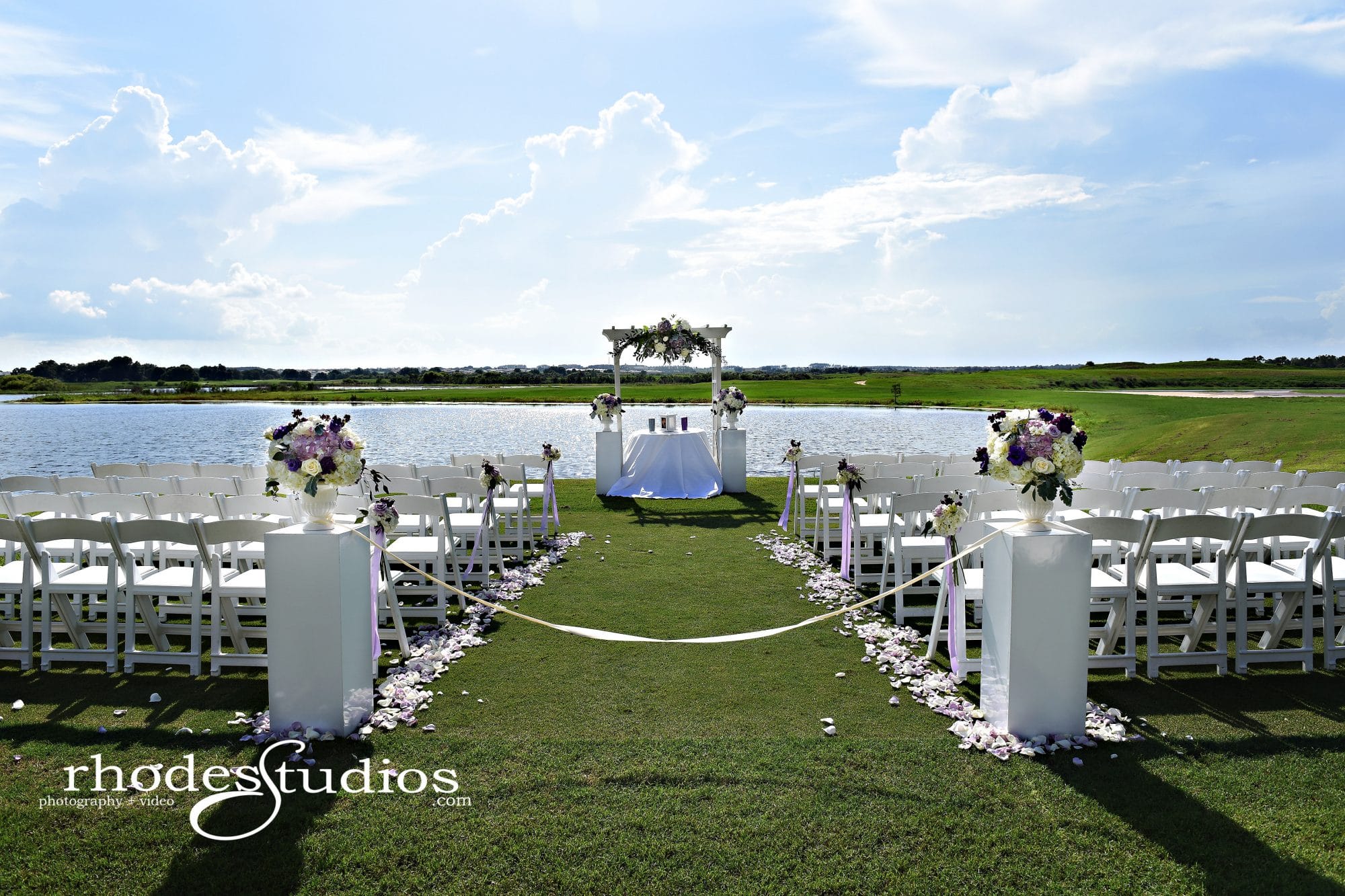 ChampionsGate Golf Club - wedding ceremony on golf course next to small lake
