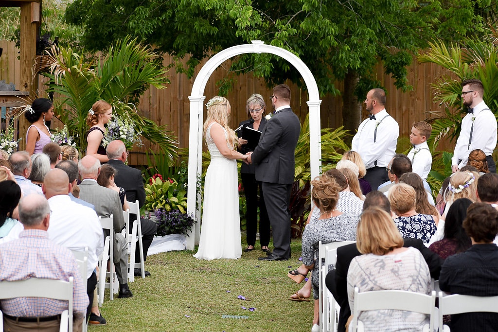 Rockledge Gardens - outdoor ceremony near white arch