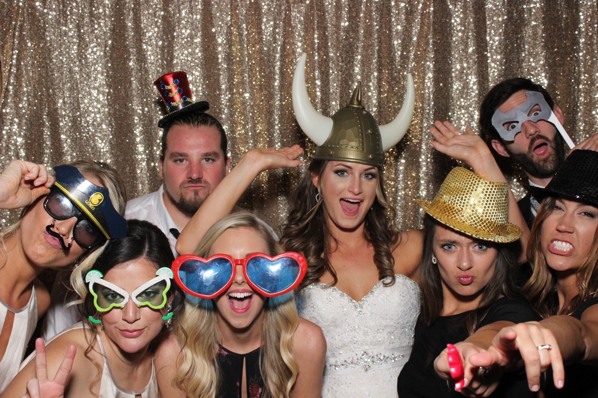Party Shots Orlando - bride and guests with funny props in photo booth