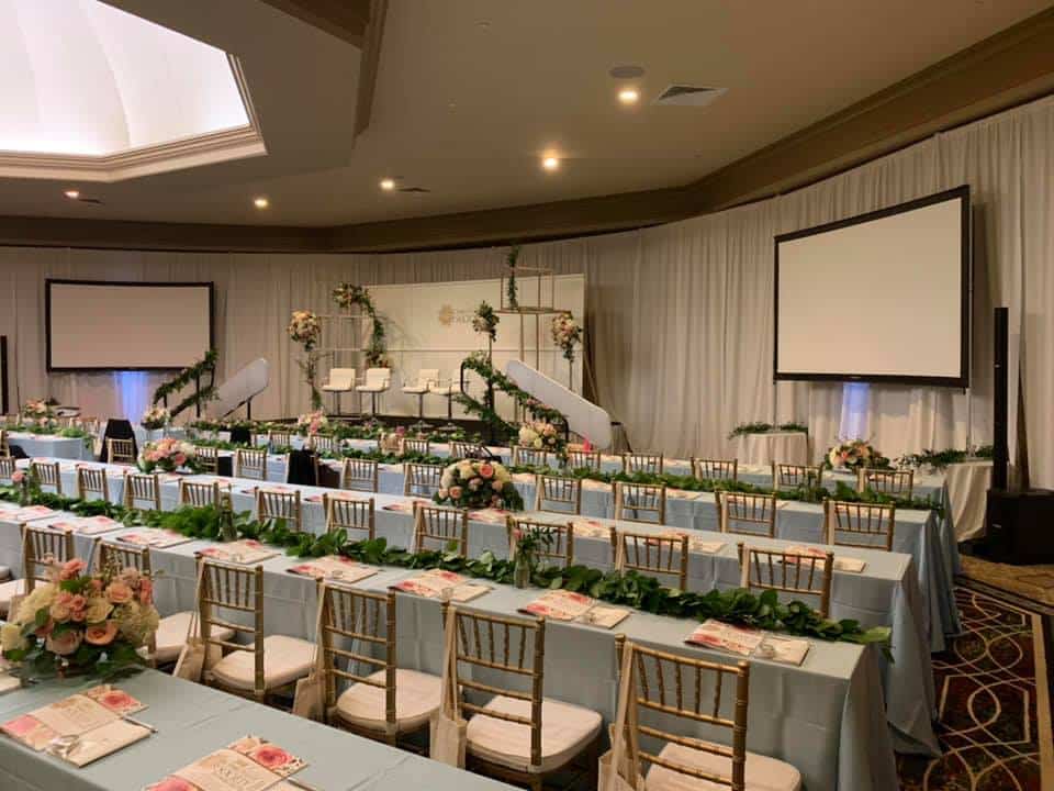 I Rent Everything - reception set up with gold chiavari chairs