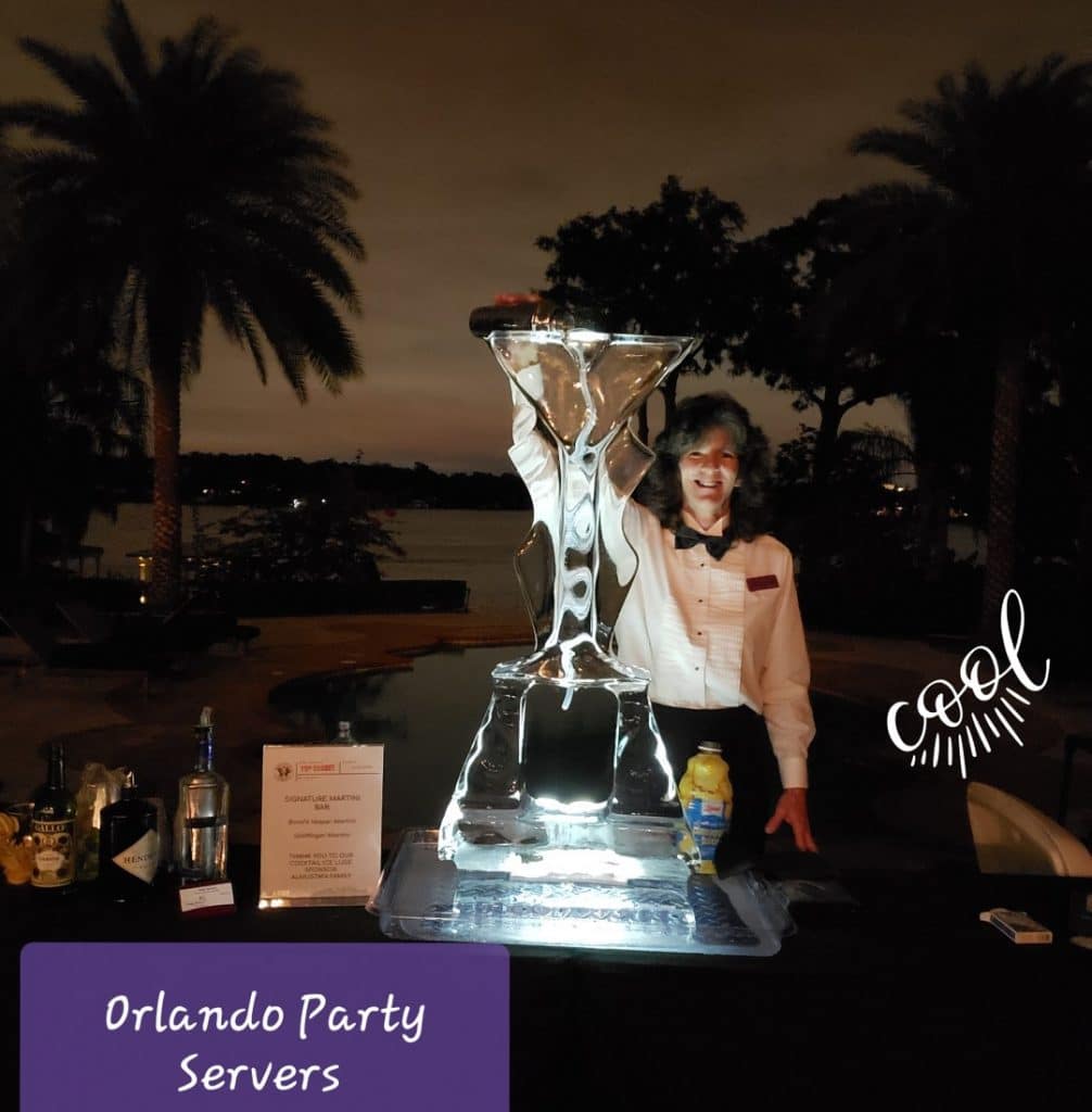 Orlando-Party-Servers-outdoor night time ice sculpture