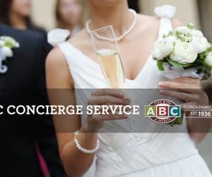 ABC Concierge Service Bride and Groom holding Champagne