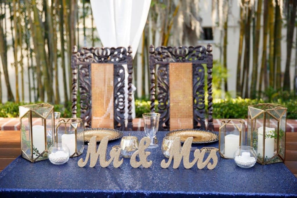As-You-Wish- Mr & Mrs table arrangement for Bride and Groom at reception