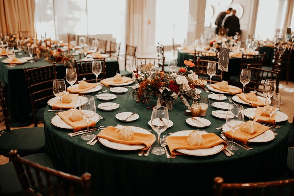 green and gold wedding decor