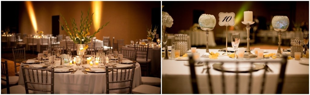 Hyatt-Regency-Orlando-Intnl-Airport- Table settings for reception with dark lighting