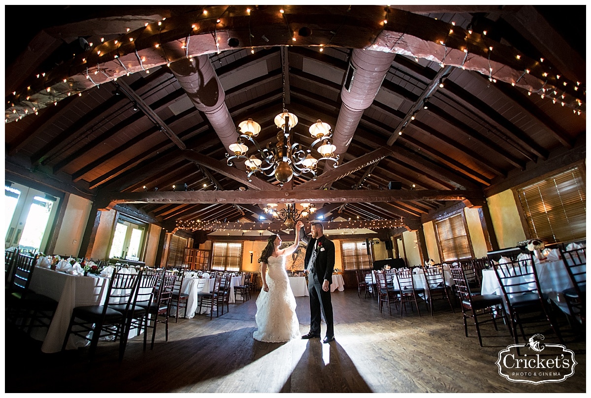 Historic Dubsdread Ballroom - bride and groom dancing in empty reception hall