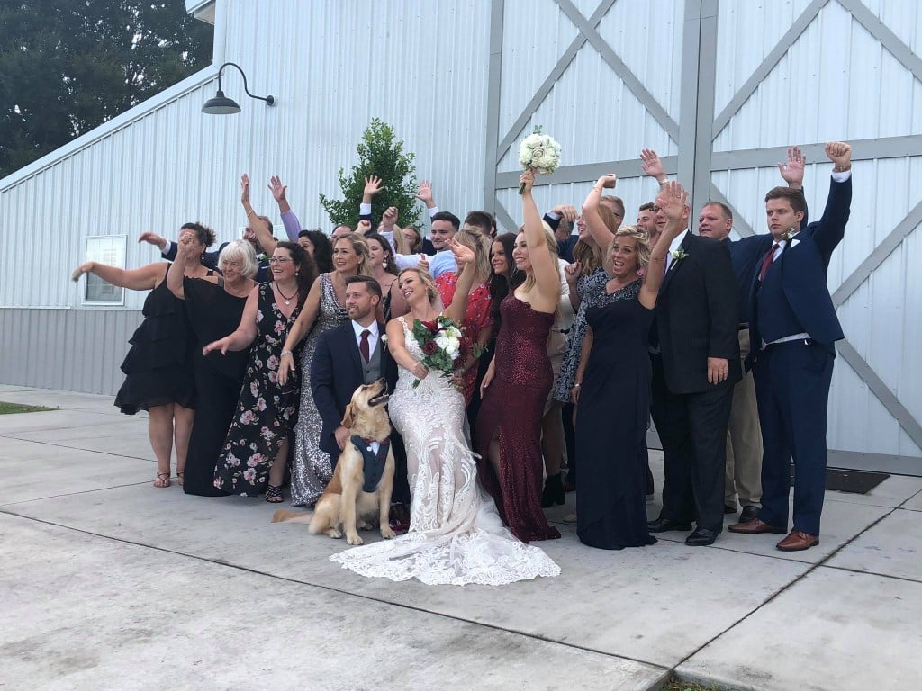 Perfect-Day-Productions-Bride and Groom with bridal party and dog