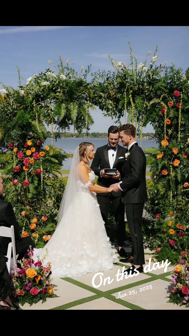 topical floral arch for waterfront wedding in central florida
