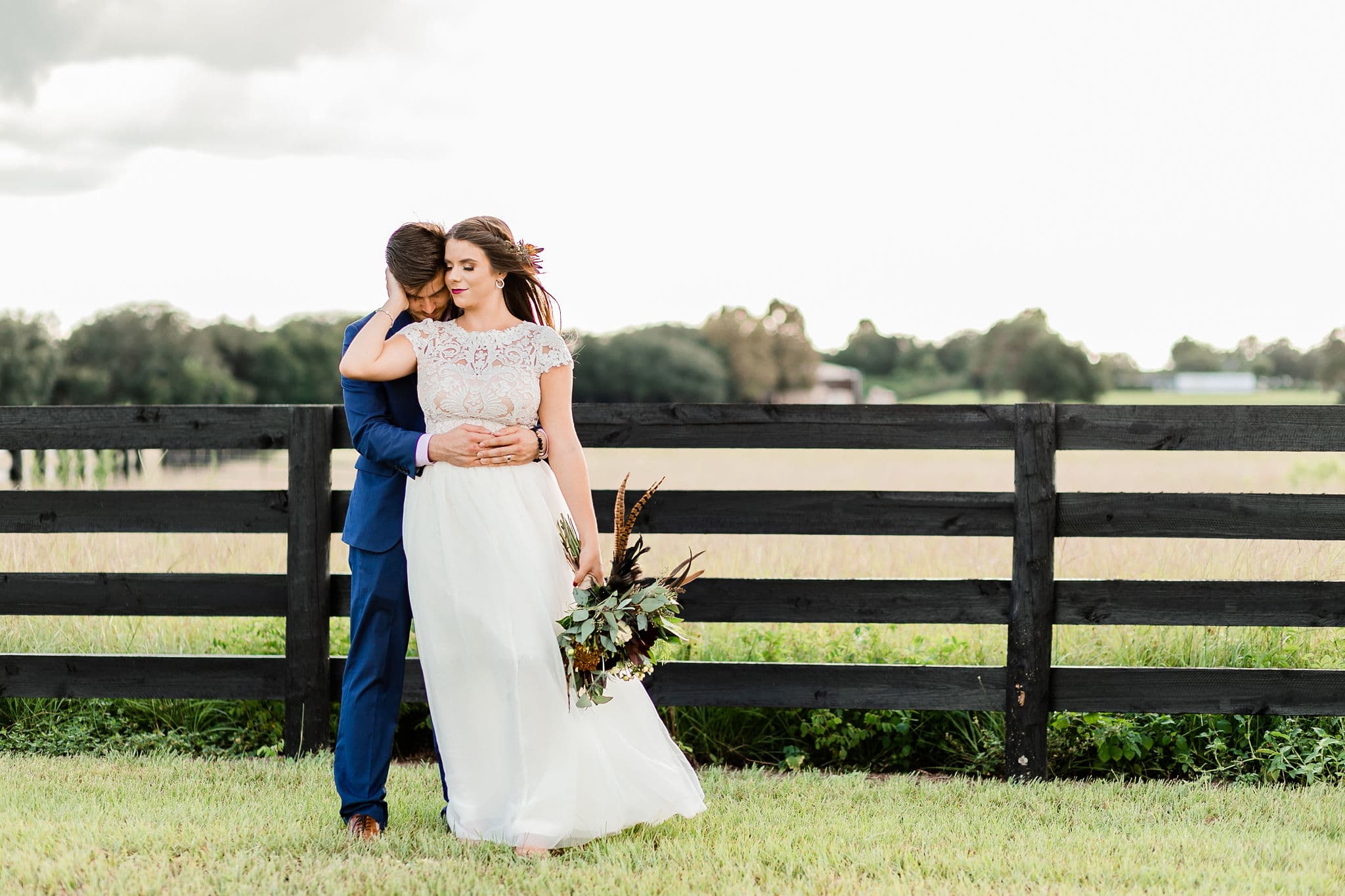 The Villages Polo Club - bride and groom in rustic ranch setting