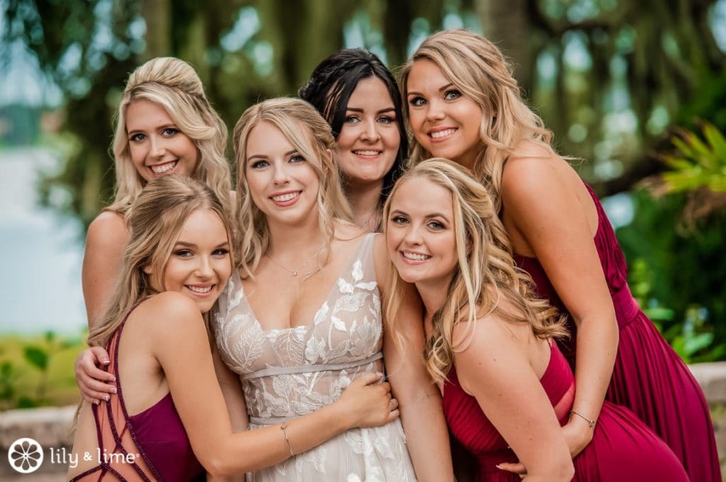 Bride and Bridesmaids with beach wave hair