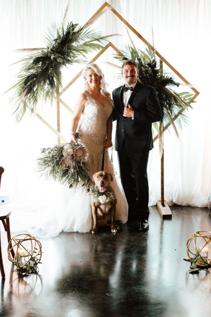 Furry-Ventures-Pet-Care-bride and groom with pet dog