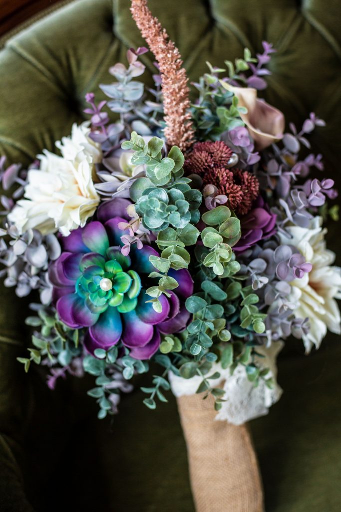 bouquet with eucalyptus and flowers