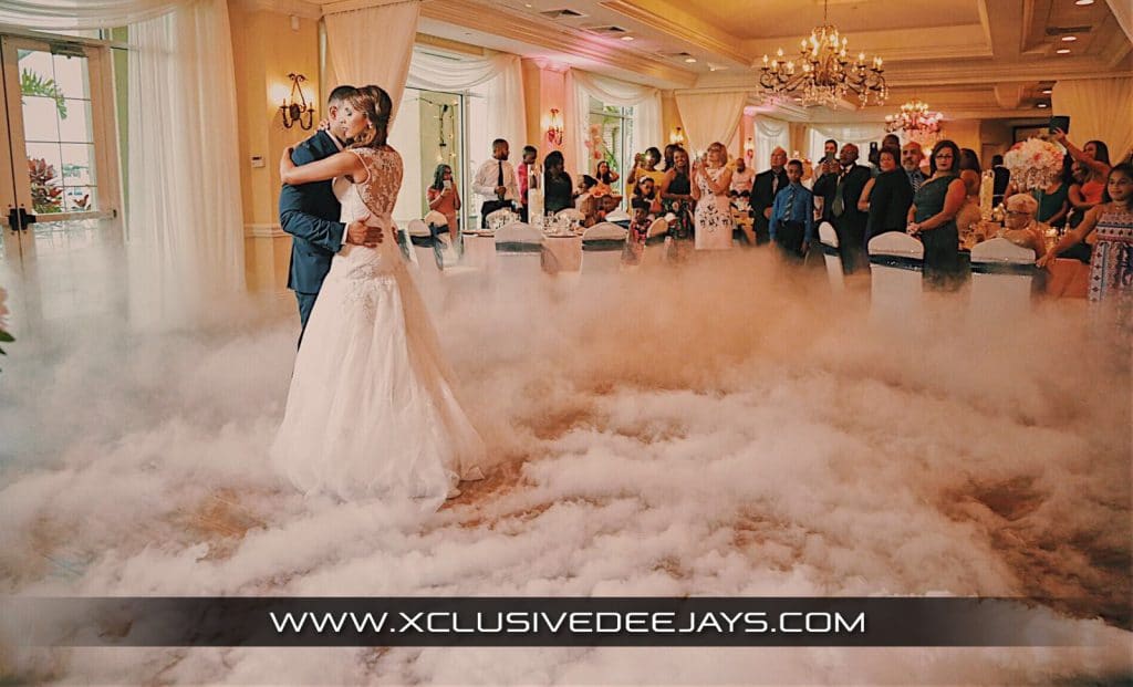 bride and groom danceing with Xclusive Deejays