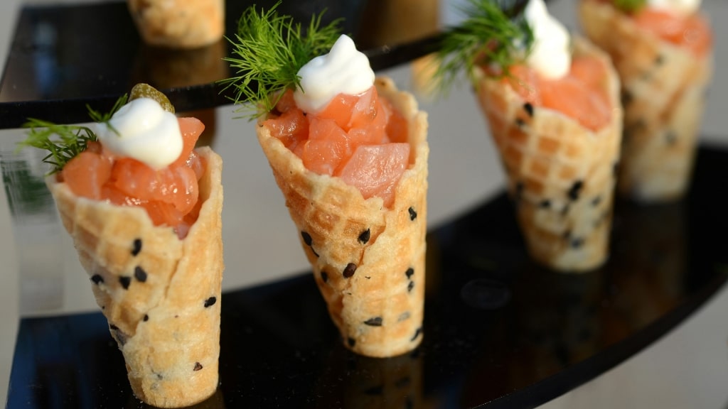 Arthur's Creative Events and Catering - closeup savory salmon cones