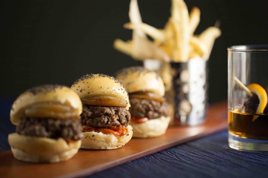 Arthur's Creative Events and Catering - closeup of slider sandwiches with fries