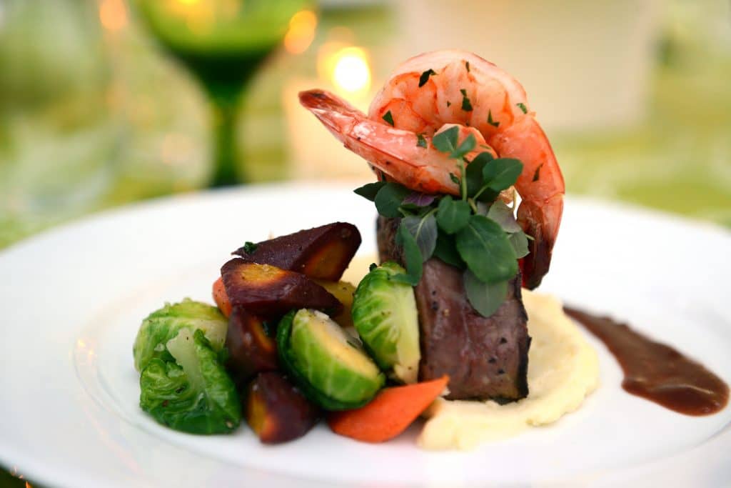Arthur's Creative Events and Catering - plated prawn and filet duet