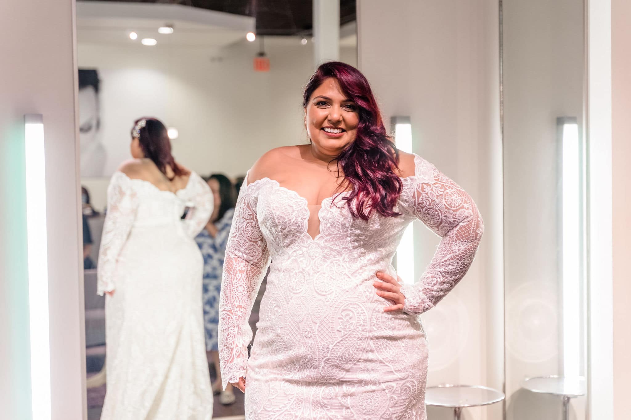 Beautiful women wearing a plus size wedding dress in Orlando