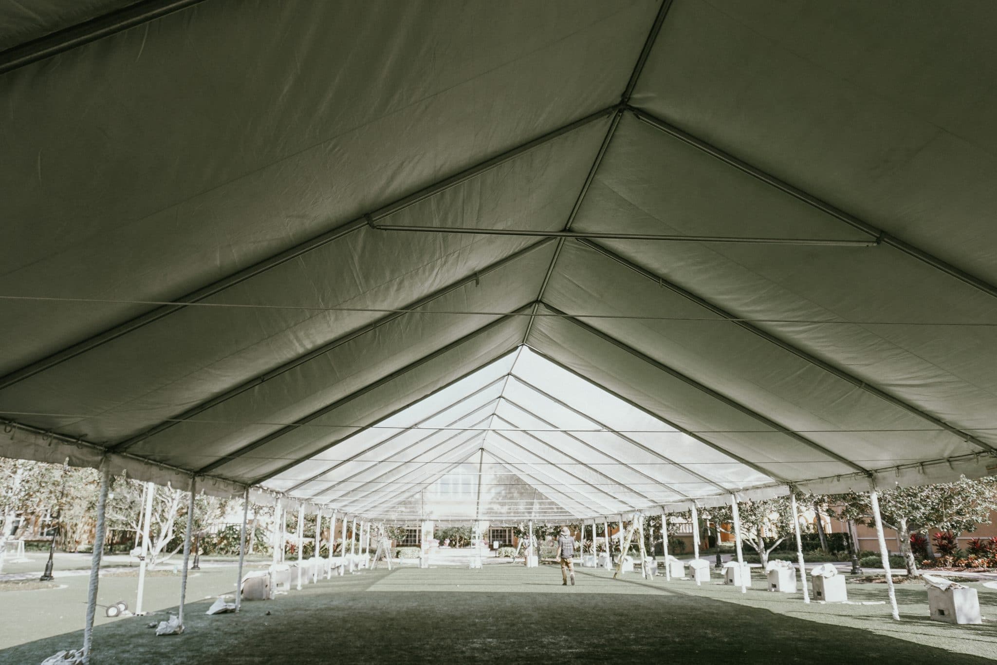 Orlando Wedding and Party Rentals- large white tent setup outside
