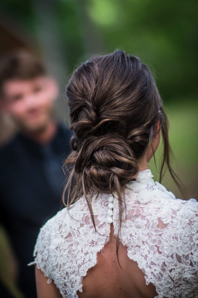 Gothic Victorian Wedding, bride with messy bun hair