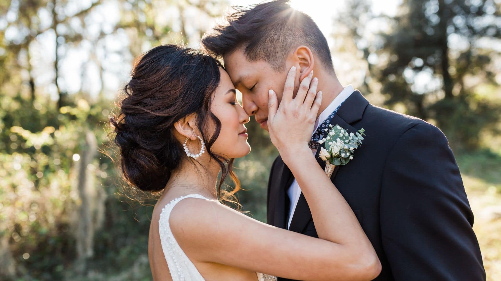 M3 Beauty bride and groom embracing outside