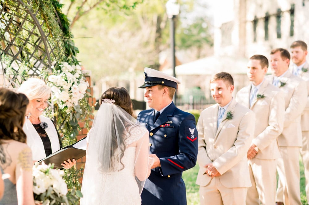 bride marrying military groom