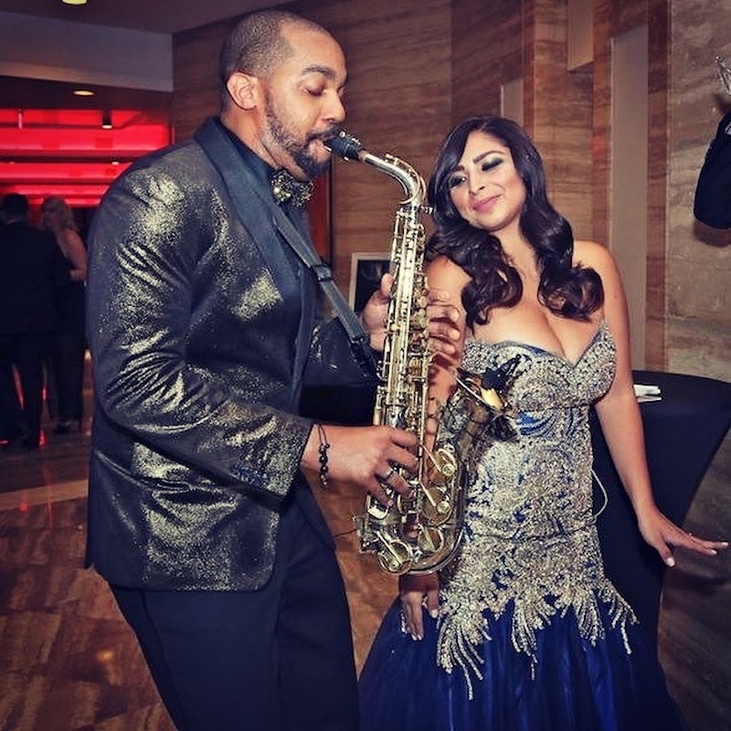 saxophone player performing during a private event