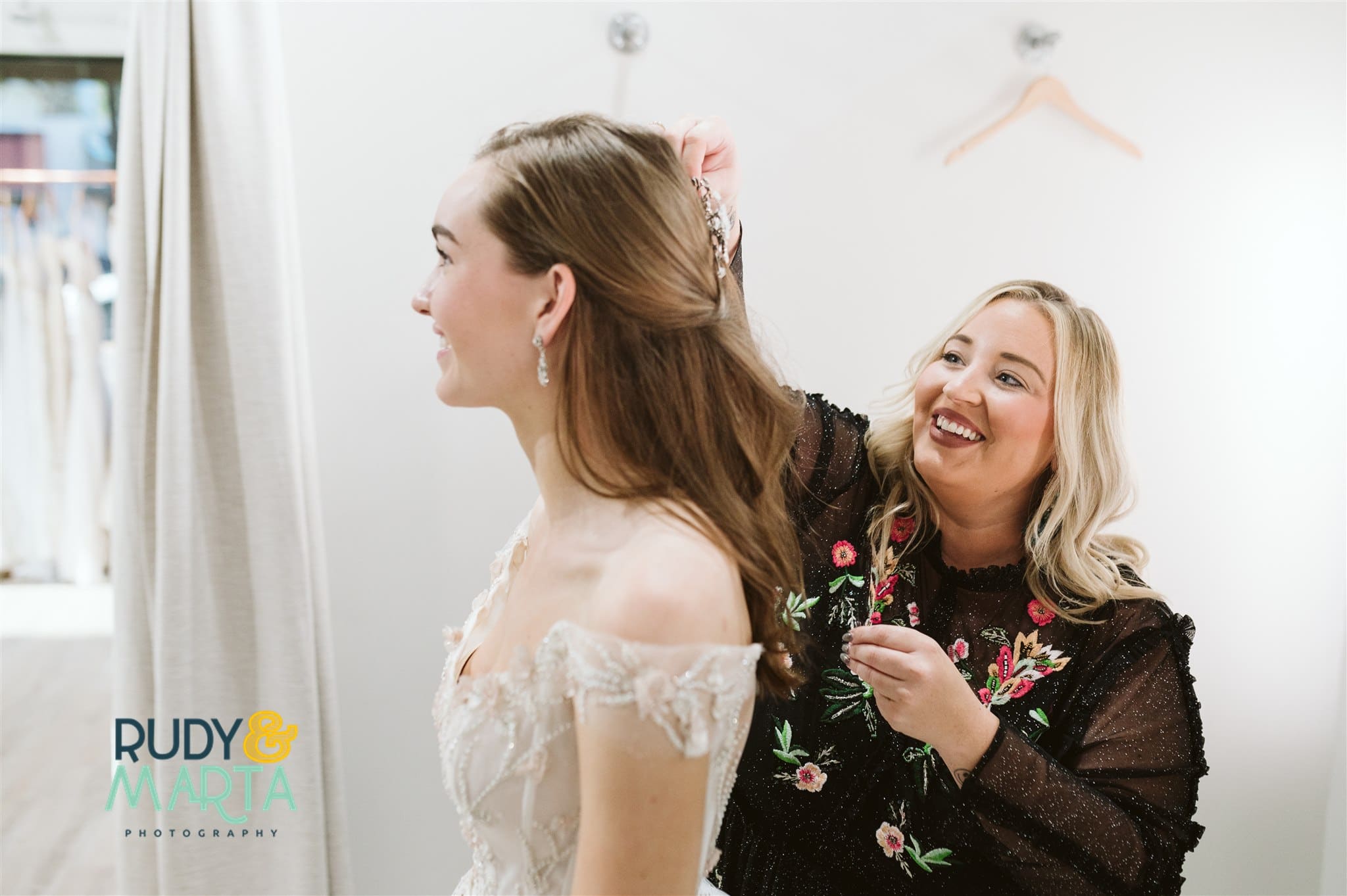 bridal stylist help to accessorize the look during Wedding Dress Shopping 