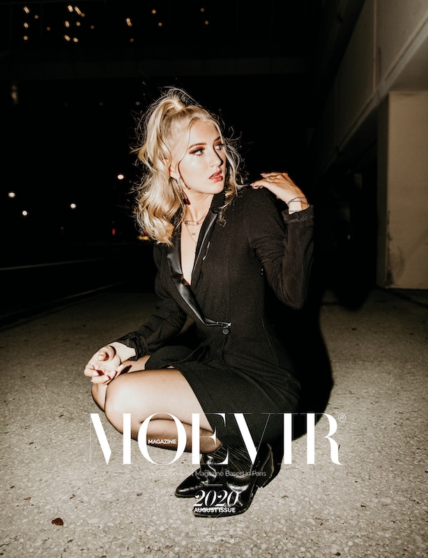 model in the pages of Moevir magazine with professional hair and makeup