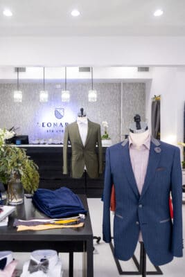 inside of Leonardo 5th Avenue with mens tuxedo and formalwear on display