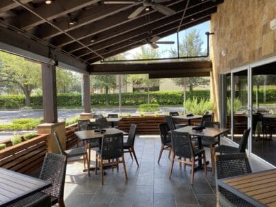 covered outdoor patio seating at Fogo de Chao