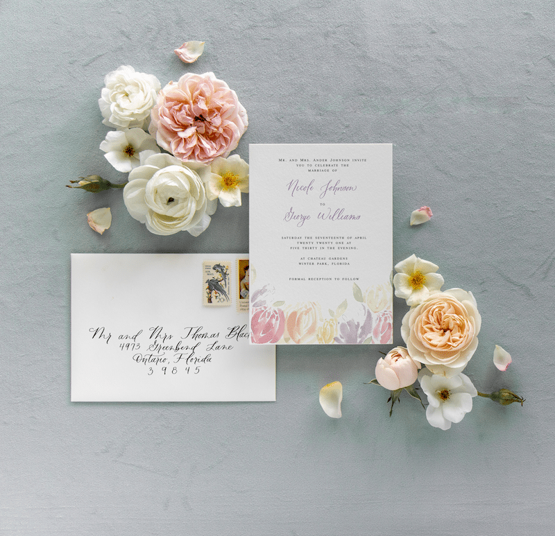 wedding invitation prepared by Bare Lettered Designs