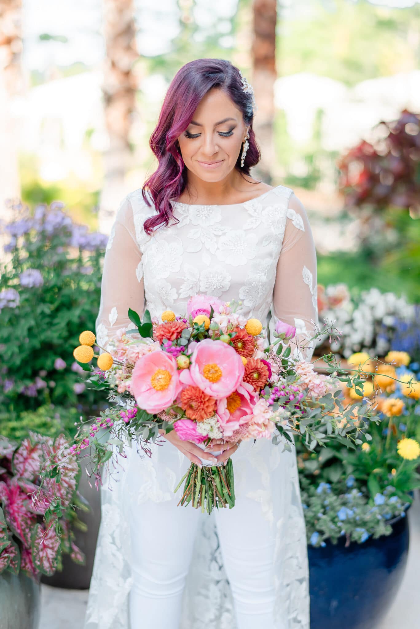 bride closeup with flowers