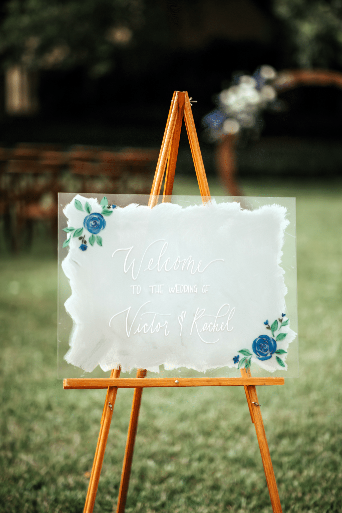 welcome sign for guests at wedding