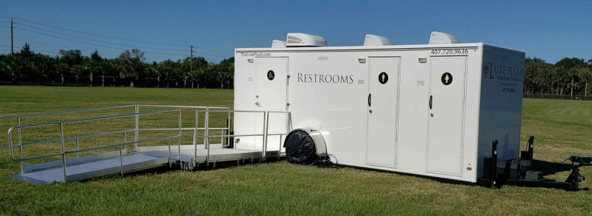 Portable restroom with handicapped stalls