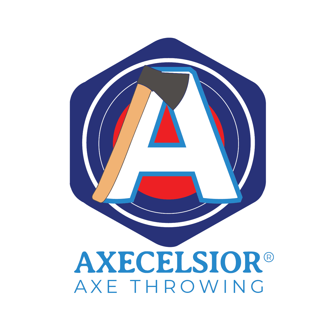 axcelsior axe throwing stacked logo