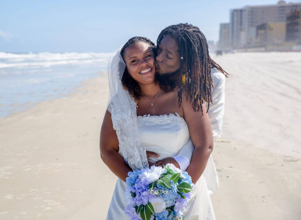 Wedding couple on beach