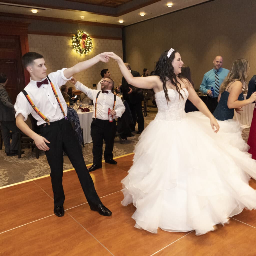 Bride and groom dancing at their reception