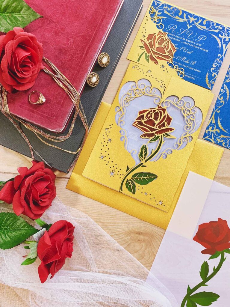 Primary color stationary with red roses