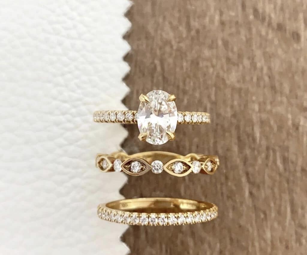 Gold and diamond ring set